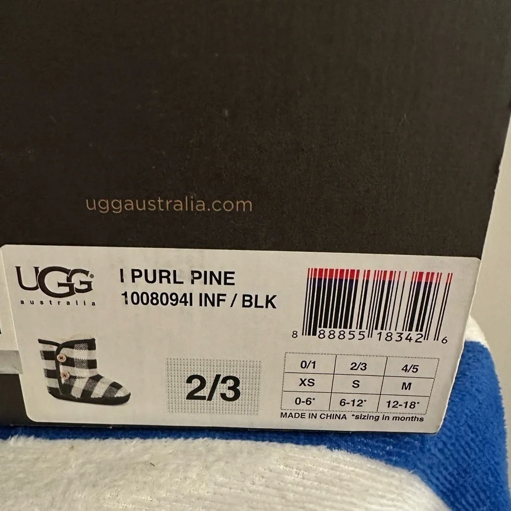 UGG Black and White Plaid Kids Boots
